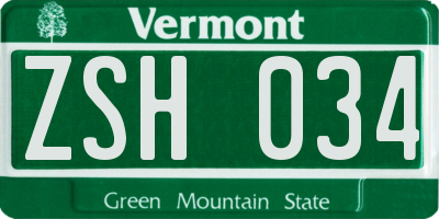 VT license plate ZSH034