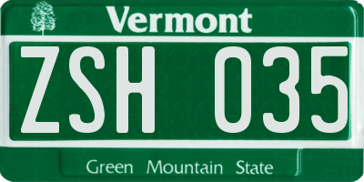VT license plate ZSH035