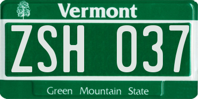 VT license plate ZSH037