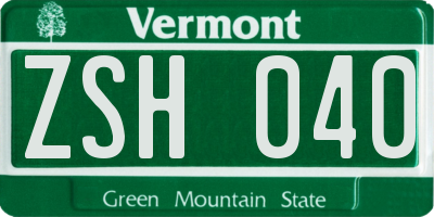 VT license plate ZSH040