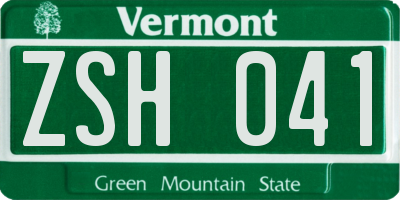 VT license plate ZSH041