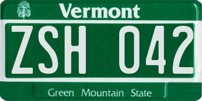 VT license plate ZSH042