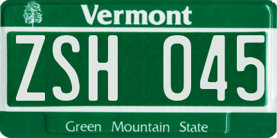 VT license plate ZSH045