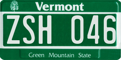 VT license plate ZSH046