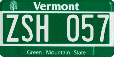 VT license plate ZSH057