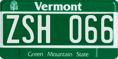 VT license plate ZSH066