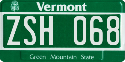 VT license plate ZSH068