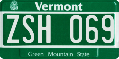 VT license plate ZSH069