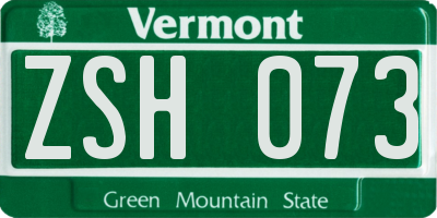 VT license plate ZSH073
