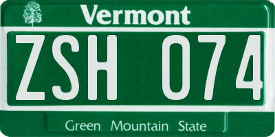 VT license plate ZSH074
