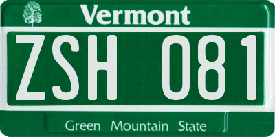 VT license plate ZSH081