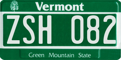 VT license plate ZSH082