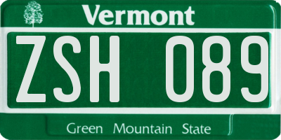 VT license plate ZSH089