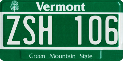 VT license plate ZSH106