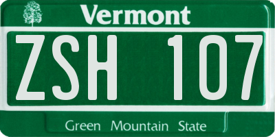 VT license plate ZSH107