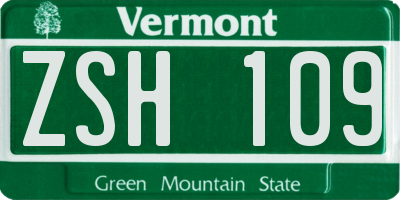 VT license plate ZSH109