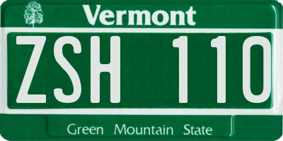 VT license plate ZSH110