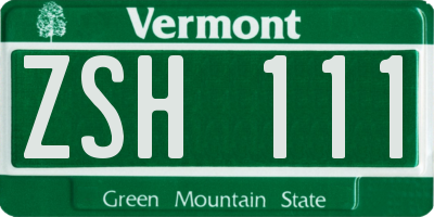 VT license plate ZSH111