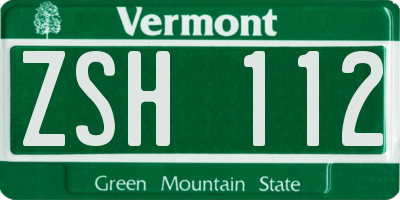 VT license plate ZSH112