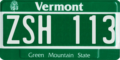 VT license plate ZSH113