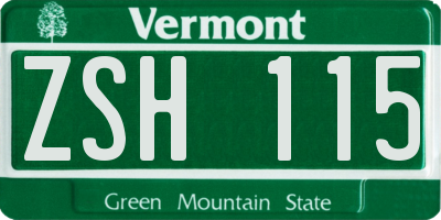 VT license plate ZSH115