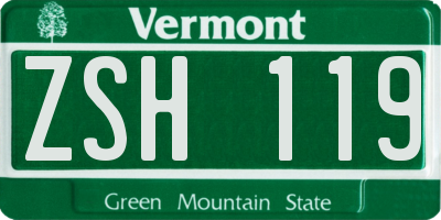 VT license plate ZSH119