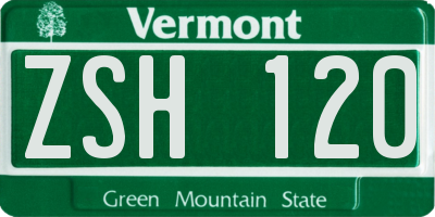 VT license plate ZSH120