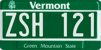 VT license plate ZSH121