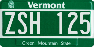 VT license plate ZSH125