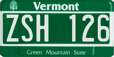 VT license plate ZSH126