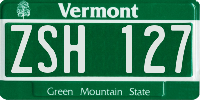 VT license plate ZSH127
