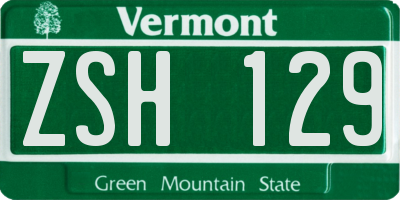 VT license plate ZSH129