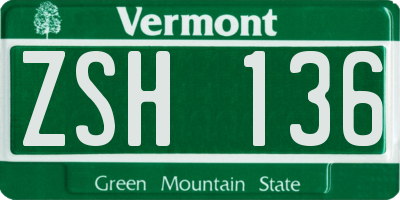 VT license plate ZSH136