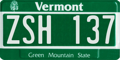 VT license plate ZSH137