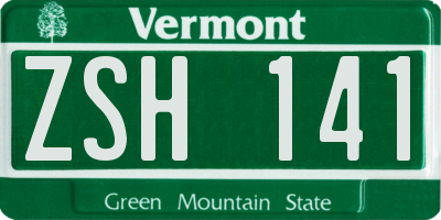 VT license plate ZSH141