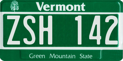 VT license plate ZSH142