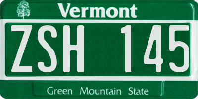 VT license plate ZSH145
