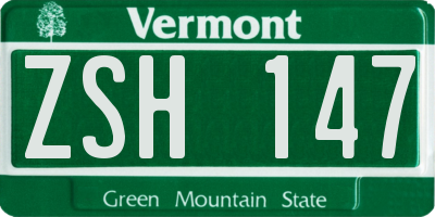 VT license plate ZSH147