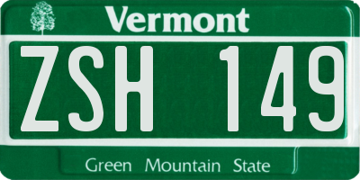 VT license plate ZSH149