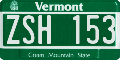 VT license plate ZSH153