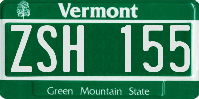 VT license plate ZSH155