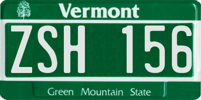 VT license plate ZSH156