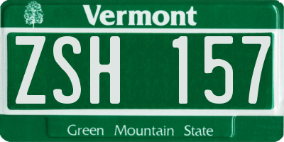 VT license plate ZSH157