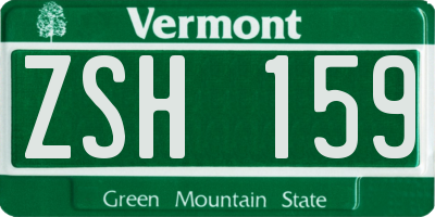 VT license plate ZSH159