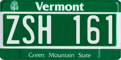 VT license plate ZSH161