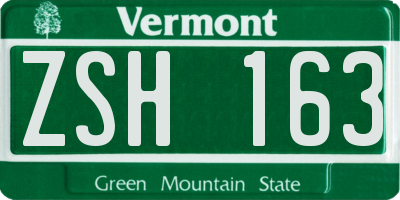 VT license plate ZSH163