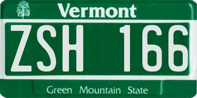 VT license plate ZSH166