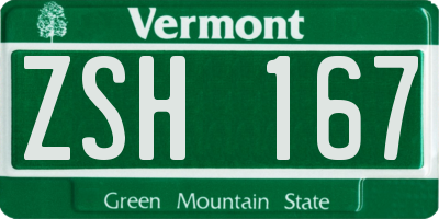 VT license plate ZSH167