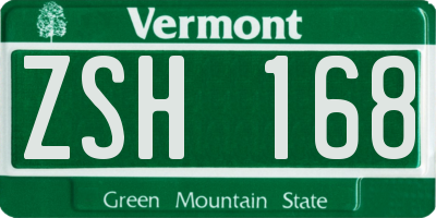 VT license plate ZSH168