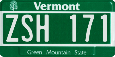 VT license plate ZSH171